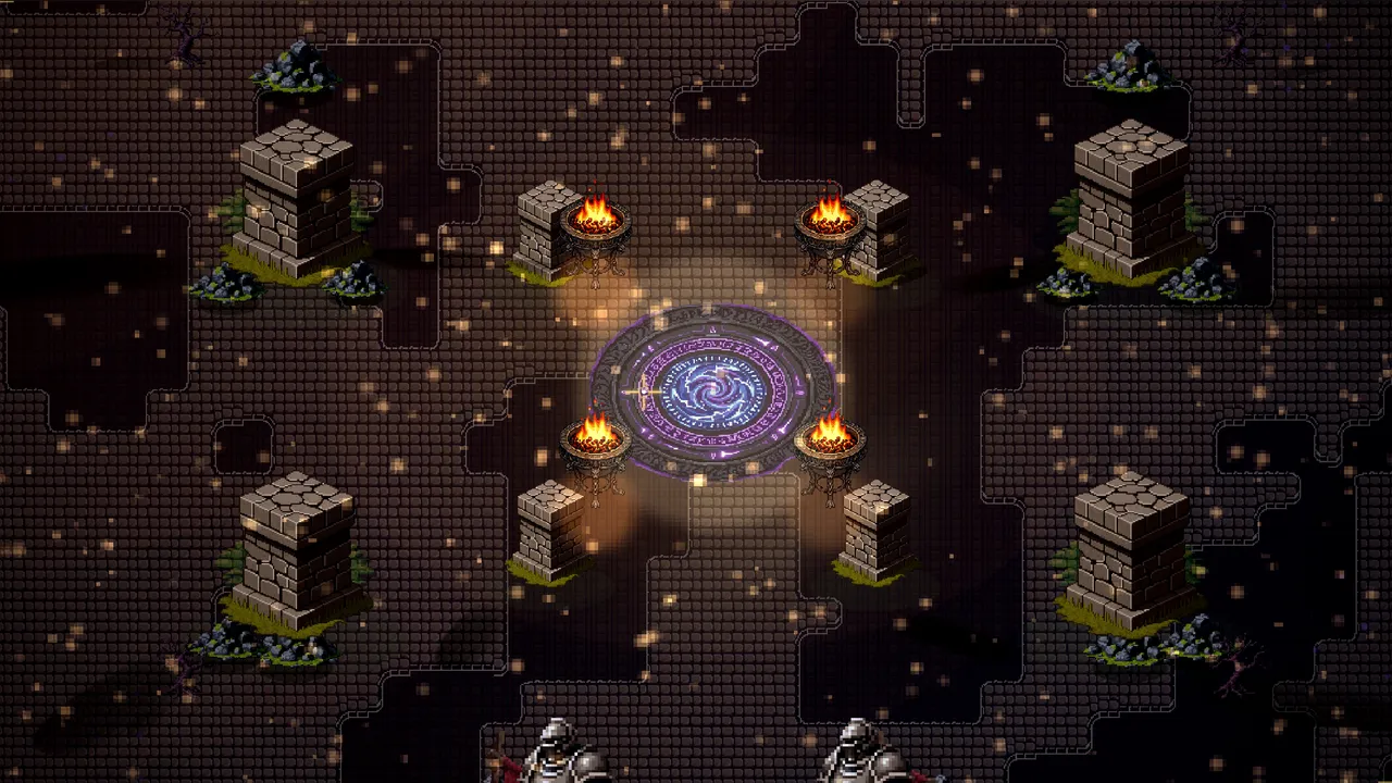 The Ruined Courtyard arena in Mystvale, as it renders in game