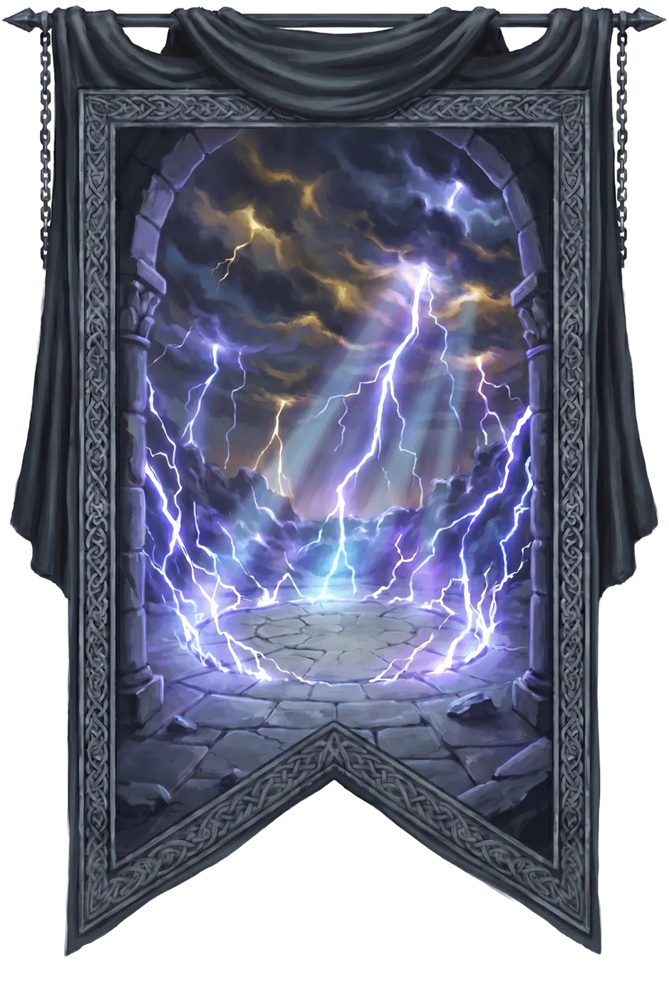 The Crucible arena — a closing wall of lightning storm